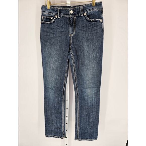 Code Blue Women's Mid Rise Skinny Embroidered Pocket Button Closer Jeans Size 27 - Picture 1 of 6